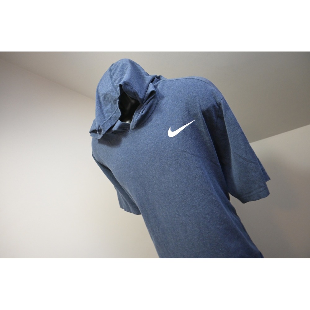 Nike Short Sleeve Hoodie Tee Mens XL Blue Dri-FIT Sweat Shirt Excellent